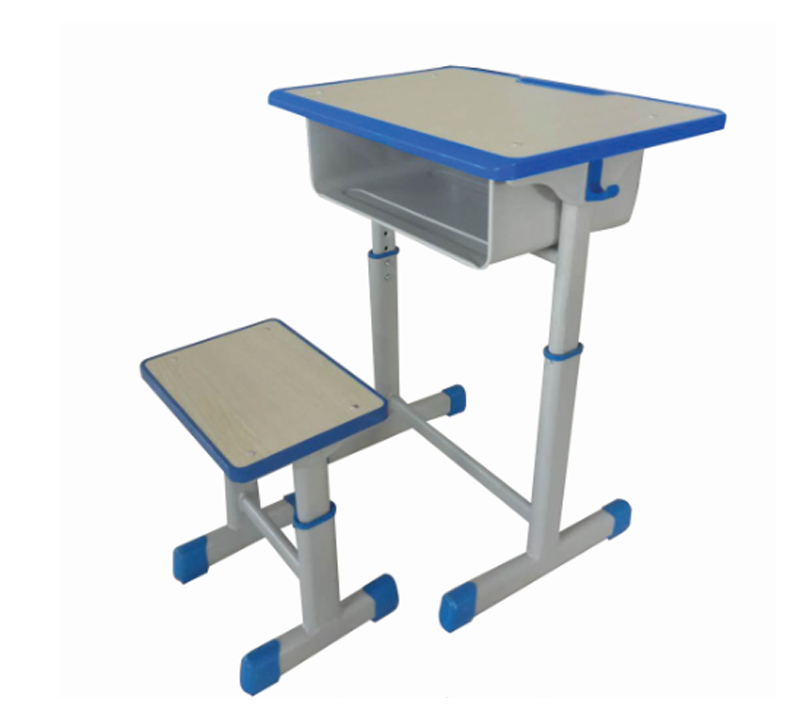 塑封邊單柱升降課桌凳